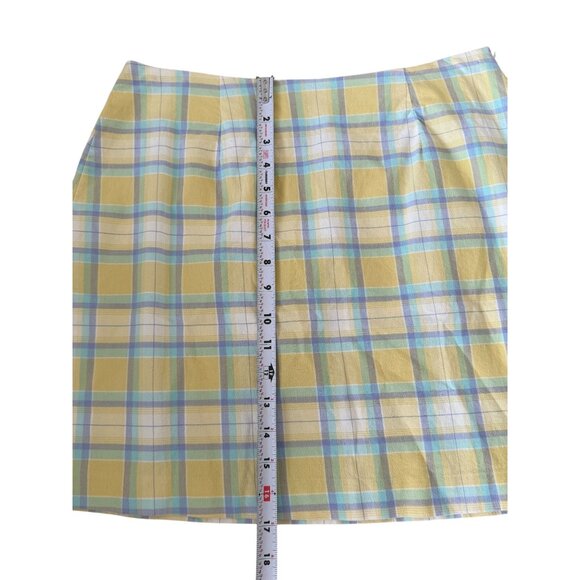 THE LIMITED Vintage Plaid Yellow Blue Skirt Size 10 - Picture 7 of 8